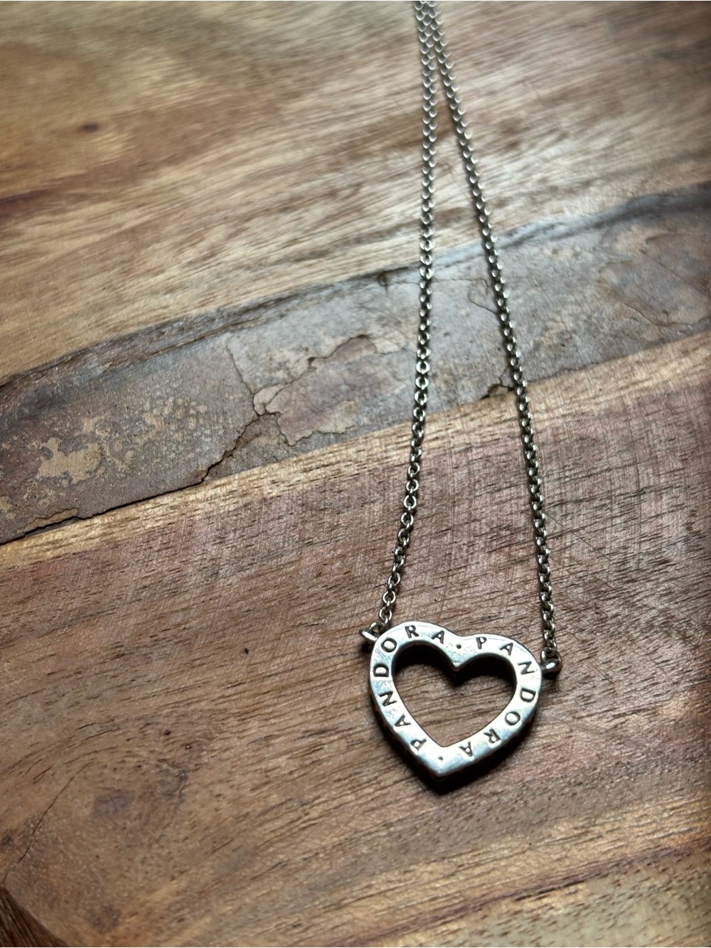Pandora Sterling Silver Open Heart Pendant Necklace - Picture 5 of 5